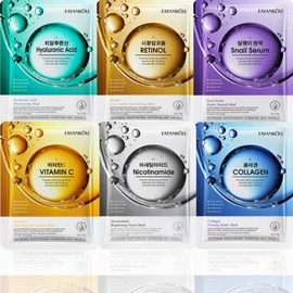 FANYANKOU Bio-Active Sheet Mask Set (6 Pack) – Advanced Formulation K-Beauty Skincare – Hydrating, Brightening & Anti-Aging Face Masks with Collagen, Snail Mucin, Retinol, Hyaluronic Acid, Vitamin C, Niacinamide – Sensitive Skin, Vegan, Cruelty-Free, Fre