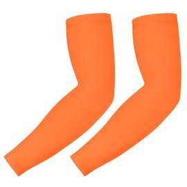 HDE Arm Sleeves for Men Women, Compression Sleeve Arm UV Protection Basketball Baseball Football Orange - S