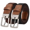 JASGOOD Reversible Elastic Braided Belt for Men, 1.34" Casual Woven
