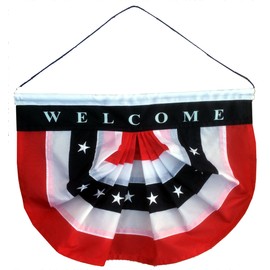 GiftWrap Etc. Patriotic Welcome Sign Front Door - 10" x 16", Memorial Day, 4th of July, President's Day, Veteran's Day, Porch Decor, Hanging Door Decorations, Rustic, Country, Farmhouse, USA