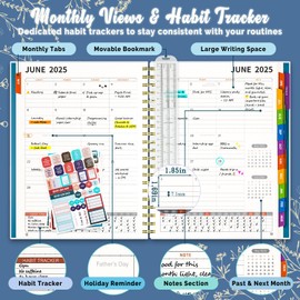 hi!SCI Jun 2025-Dec 2026 Academic Monthly Weekly Daily Planner for School, 19 Months Calendar 25-26 Planning Book with Colorful Tabs, 8.5" x 11" Mid Year College Organizer for Student Teacher (Blue)