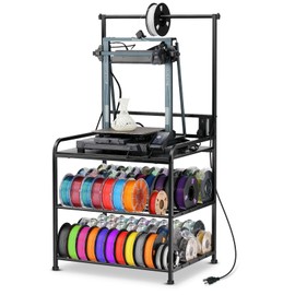 AHOWPD 3D Printer Rack Filaments Storage - Rolling 3d Printing Stand Filament Organizer, Spools Holder Racks Cart with Wheels, Heavy Duty Shelf Hold Spool PLA, ABS, PETG for Garage Office Workshop