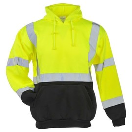 J. J. Keller & Associates, Inc. Class 3 High Visibility Hoodie, Reflective Hoodie with Black Bottom, Medium, SAFEGEAR