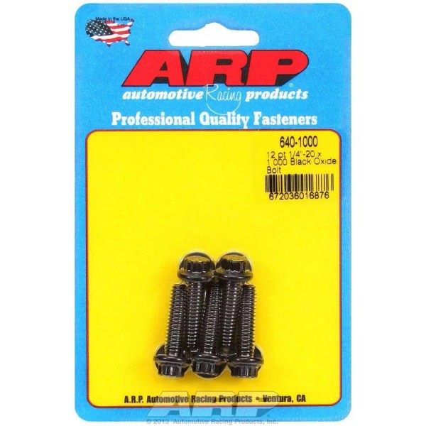 ARP 640-1000 1/4"-20 X 1.000 12Pt Black Oxide Bolts (5/16"
