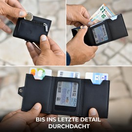 Lederhand Neo Wallet, black, Mini coin compartment
