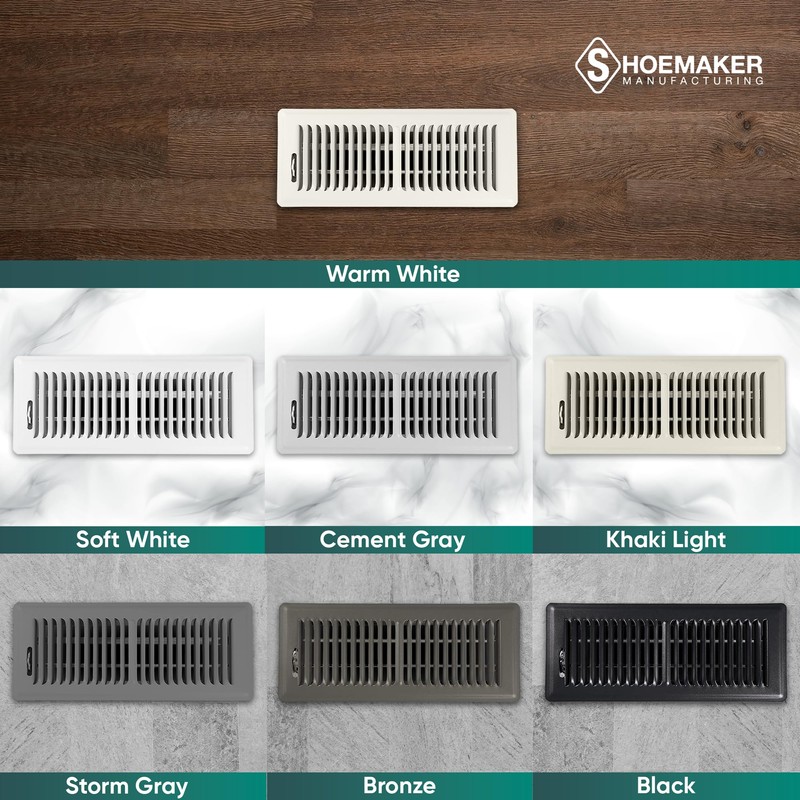 Shoemaker 4x12 Floor Register – Warm White Heavy Duty Metal