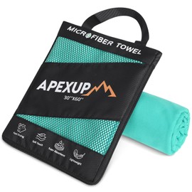 APEXUP Microfiber Travel Towel, Ultra Absorbent Quick Dry Towels, Lightweight Gym Sports Camping Towel for Workout, Yoga, Beach, Shower, Swimming (60"×30", Mint Color)