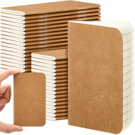 Outus 36 Pcs Pocket Notebook Mini Journal 2.5" x 4" Kraft Paper Mini Notepad Bulk Softcover Pocket Notepad Memo Diary Subject Notebooks for Student Traveler School(Brown, Blank Cover)