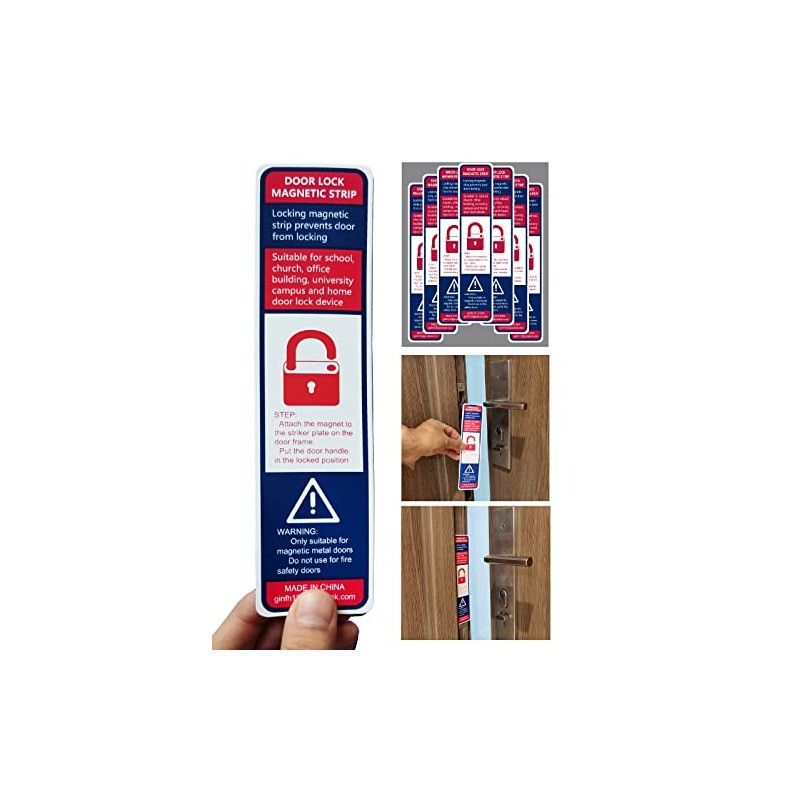 12 Pack Lockdown Magnetic Strips Door Security Devices Thin Magnetic