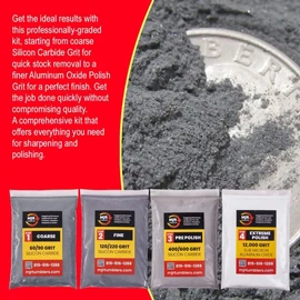 Refill Grit Kit w MJR Tumblers Premium Quality Extreme Polish 12,000 Grit Sub Micron Aluminum Oxide Polish for Unparalleled Results. For 3lb Rock Tumblers w Silicon Carbide, Disabled and Veteran Owned