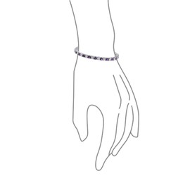 Bling Jewelry Purple White Alternating Simulated Amethyst Round Cubic Zirconia 12.00 CT 4 Prong Basket Set Solitaire AAA CZ Tennis Bracelet for Women Prom Bride Silver Plated 7.5 Inch