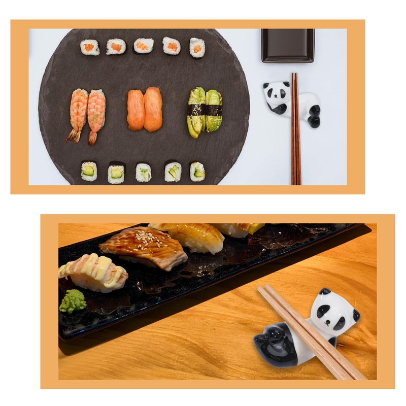 GLOBLELAND 8Pcs Panda Chopsticks Holder Cute Ceramic Chopstick Rest Chopsticks