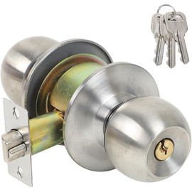 AllBright Door Knob Lever Handle Lock Door Key Replacement Installation Bedroom Entrance Room Outdoor Renovation with Key (Center Distance 2.4 inches)