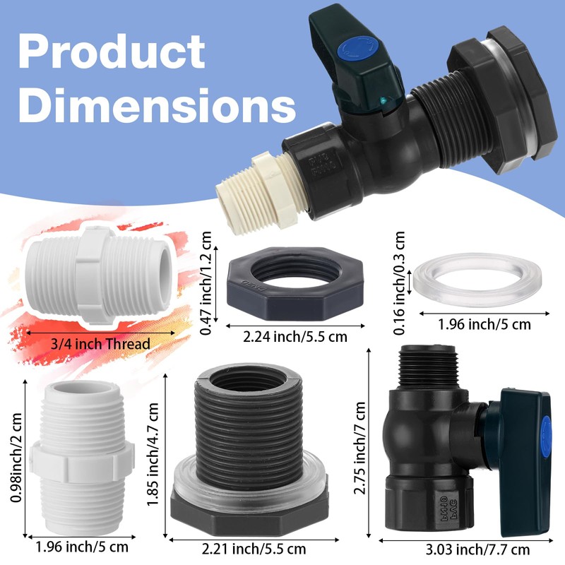 Tujoe 4 Set Rain Barrel Kit Barrel Spigot Kit 3/4