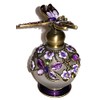 Welforth Dragonfly Lavender & Purple Flower Enamel Crystal Perfume Bottle