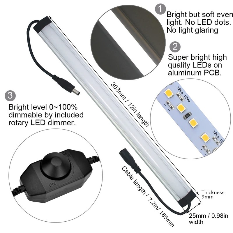 Litever Kitchen Under Cabinet LED Lighting Kit Plug-in, Super Bright,