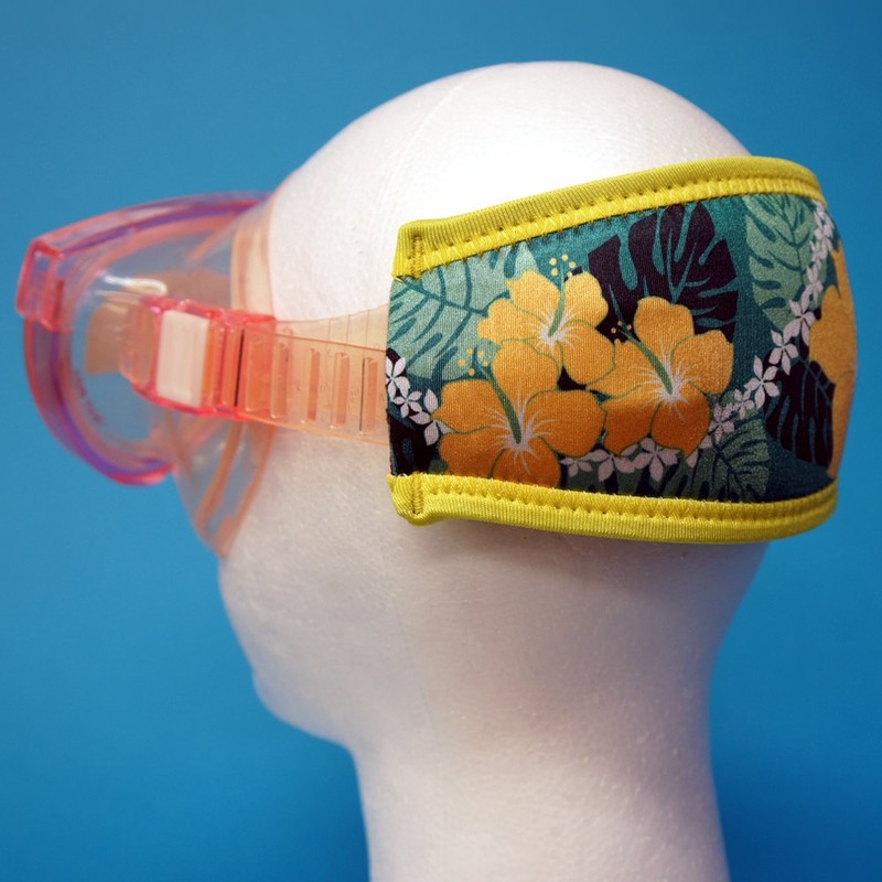 SeaCanary Snorkeling Diving Mask Strap Cover Hawaiian Hibiscus Yellow