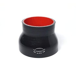 LTI Universal 76mm to 95mm 4-Ply Reinforced High Performance 3" to 3.75" ID Straight Reducer Silicone Hose Coupler (3"-3.75" Black)