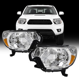 ADCARLIGHTS Compatible with 2012-2015 Toyota Tacoma Headlights Chrome Housing Amber Reflector Driver and Passenger Side
