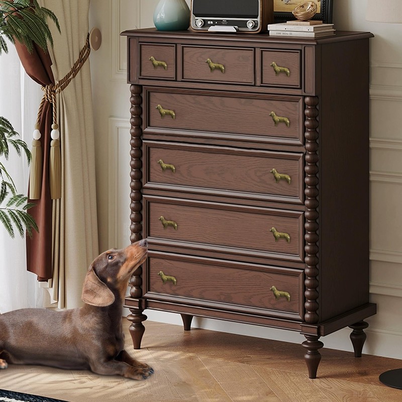 Adorable Dachshund Dog Cabinet Knobs, 6Pcs Bronze Puppy Single Hole
