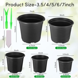 ATMTV 60 Pack Nursery Pots for Plants, 3.5/4/5/6/7 Inch Plastic Nursery Pots for Plants with Drainage Holes, Seed Starter Garden Pot for Planting,Transplanting,Flower,Succulents,Cuttings