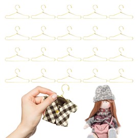 20Pcs Golden Mini Metal Clothes Hangers, 2.5 Inch Doll Clothing Hangers for Dollhouse Wardrobe, Doll Outfit Accessories and Closet Organization