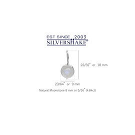 Silvershake 8mm Natural Cabochon Stones White Gold Plated 925 Sterling Silver Hook Closure Earrings Jewelry for Women, Small, White Gold Plated Sterling Silver, natural moonstone