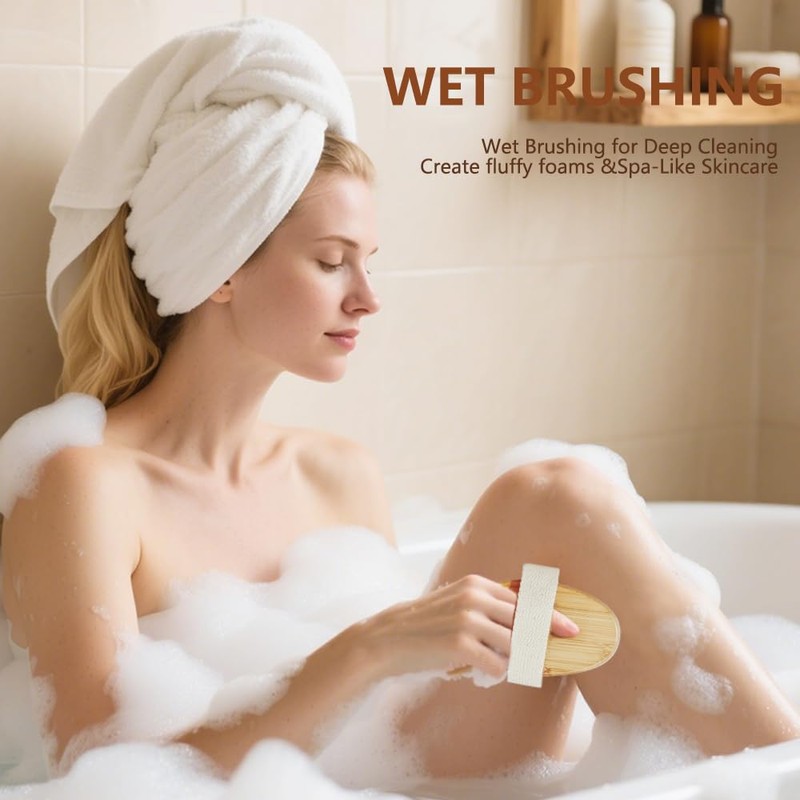 2 Pack Dry Brushing Body Brush for Lymphatic Natural Bristle