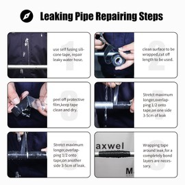 Self Fusing Silicone Tape Leak Seal - 1 In 10 Ft Black No Adhesive Waterproof Silicon Rubber Self Amalgamating Tape for Hose Repair/Pipe Leak Sealing/Electrical Insulating (Pack of 1 Roll)