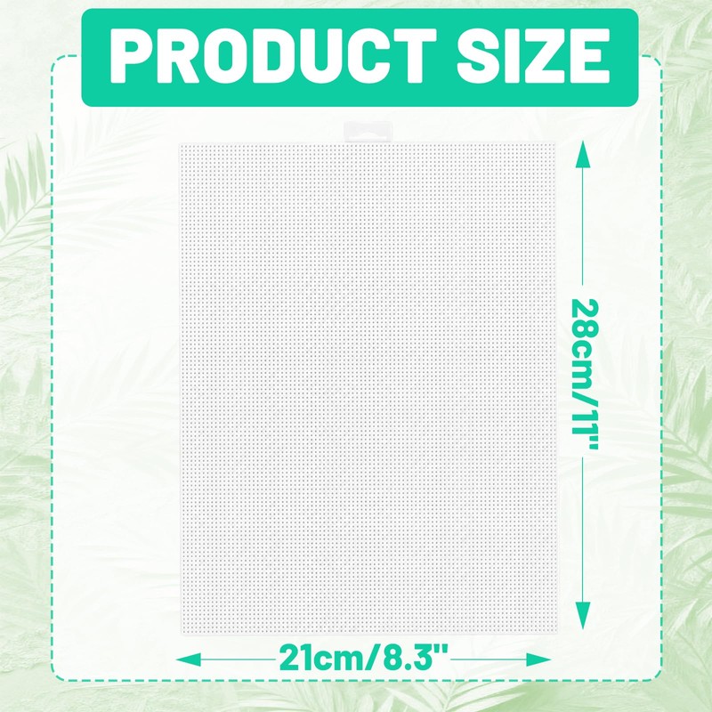 6 Pcs 14 Count White Plastic Mesh Canvas Sheets, 11x8.2