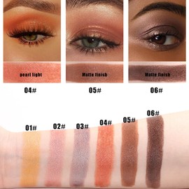 6 Colors Glitter Eyeshadow Stick Colorful Set, 6 Eye Makeup Brush Set, Waterproof Eye Shadow Pencil, Eye shadow Stick Pen Makeup Set, Waterproof & Long Lasting Starter Eyeshadow Stick Sets