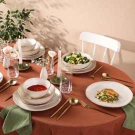 Karaca Aria Reactive Tableware Set for 6 People, 24 Pieces, Beige, Dining Tableware, Unique in The Foreground, Natural Colours, Cleanable and Durable
