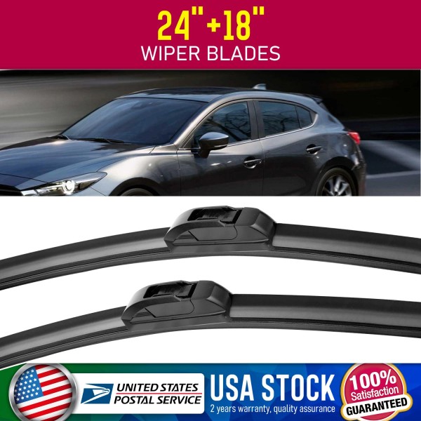 East Forest Durable 24''+18'' U/J Hook Wiper Windshield Rain Blade