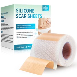 Rvlaim Láminas de silicona para cicatrices, cinta de silicona para cicatrices (rollo de 1,6" x 120" - 3 m), tiras de silicona para cicatrices, láminas profesionales para la eliminación de cicatrices q