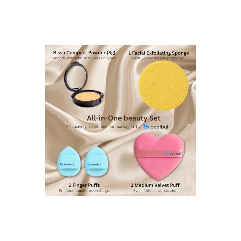 Kit de maquillaje y exfoliación – Polvo compacto Bissú +