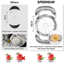 Apple Slicer, Apple Corer, All-Metal Construction Apple Slicer and Corer with 12 Stainless Steel Blades, Large Apple Cutter for Up to 4 Inches Apples with Comfortable Wider Non-Slip Handle