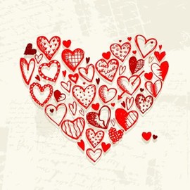 adrium Holz-Bild 30 x 30 cm: Valentine Herzen auf Grunge -Hintergrund für Ihr Design (12335045)