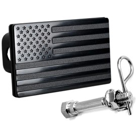 MULL USA Black Metal Flag Trailer Hitch Cover fits 2" Receivers (with Anti-Rattle Pin Bolt)