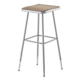 Pemberly Row 32-39" Height Adjustable Metal Heavy Duty Stool in Brown/Gray