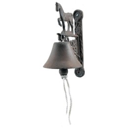 Flag Emotes Cast Iron Horse Dinner Bell – Rustic Brown Wall Mount Farmhouse Door Bell Decor