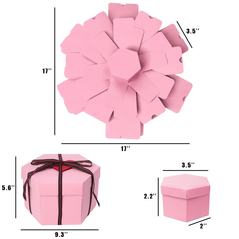 Koogel Explosion Gift Box, Surprise Picture Love Box Pink Exploding