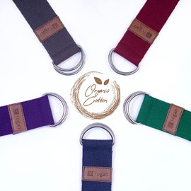 Yogan Yoga Belt/Yoga Strap | 100% Cotton | Pilates Belt/Strap | Solid SS D-Rings | Grippy Texture | 1.85m (Burgundy)