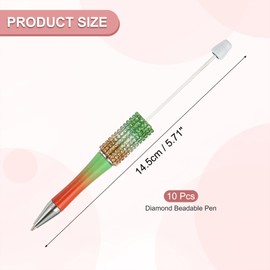 PATIKIL Diamond Beadable Pens, 10 Pcs Gradient Plastic Black Ink Bead Pen Creative DIY Ballpoint Pens for Teacher Office DIY Crafts Party Decorations Handmade Supplies, White/Green/Red
