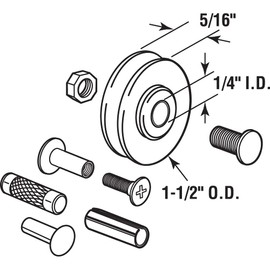 Prime-Line D 1799 1-1/2 In. Patio Door Roller Replacement Kit (2 Pack)