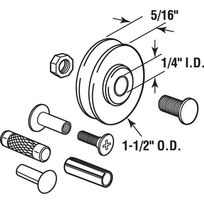 Prime-Line D 1799 1-1/2 In. Patio Door Roller Replacement Kit