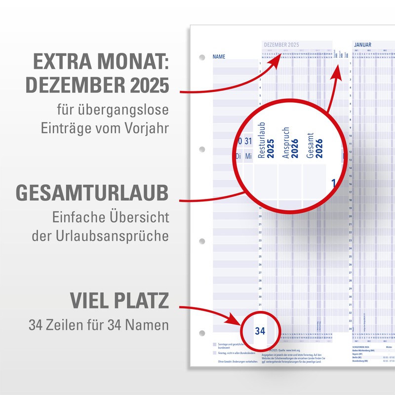 Yohmoe Employee Holiday Planner 2026 Foldable, Folded Format 975 x