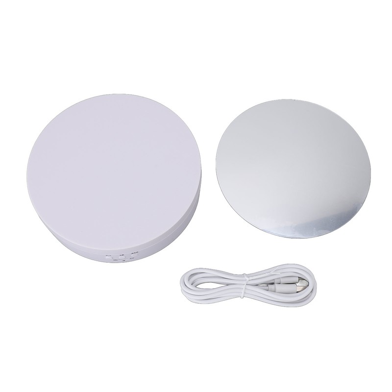 Motorized Rotating Display Stand White USB Charging Round 3 Speeds