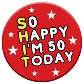LimaLima 50th Birthday Gift For Men & Women 76mm Badge With Metal Back Funny Party Decorations