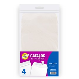 BAZIC White Catalog Mailing Envelope 10" x 13", Self Seal Clasp Envelopes, Peel & Seal Envelope for Home Office School (4/Pack), 1-Pack