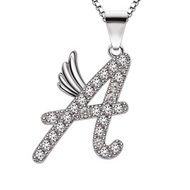 B.Catcher Women's Necklaces Cubic Zirconia Jewelry Initial Pendant 925 Sterling Silver Alphabet Necklace, Cubic Zirconia, Cubic Zirconia